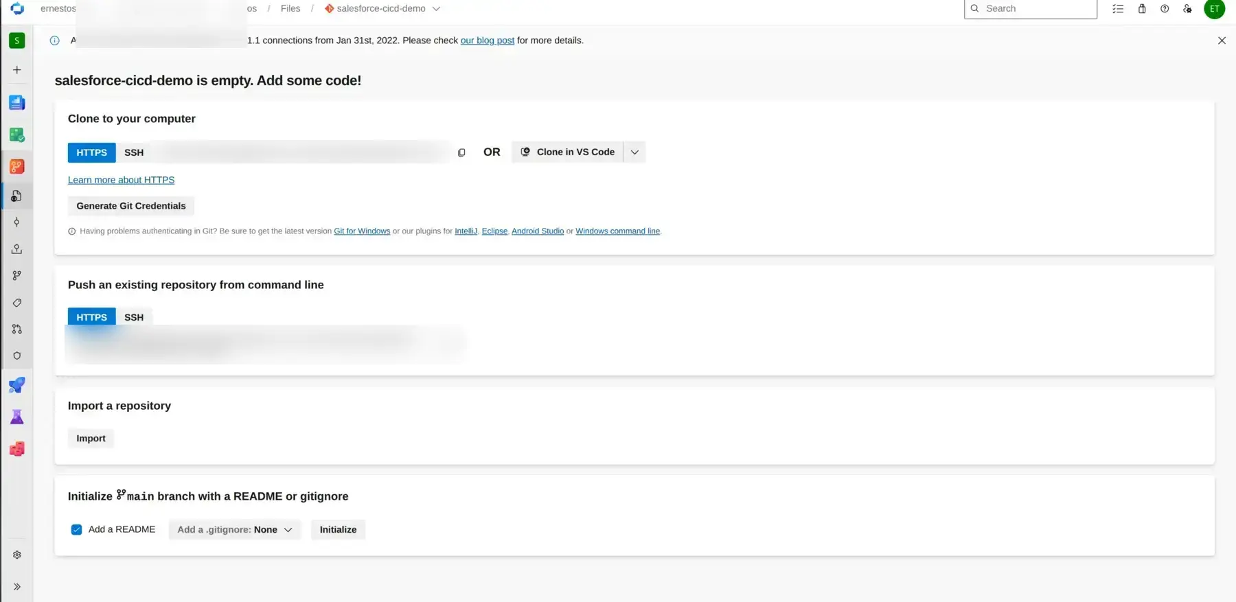 Salesforce CI CD repository in Azure DevOps